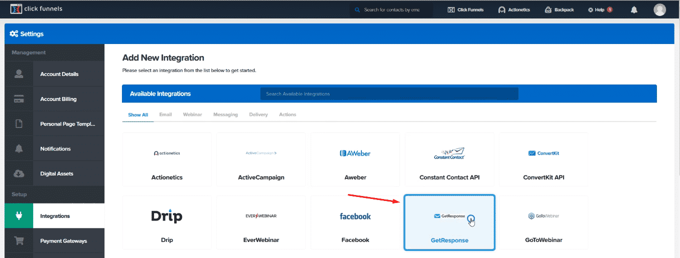 Integrate GetResponse With ClickFunnels